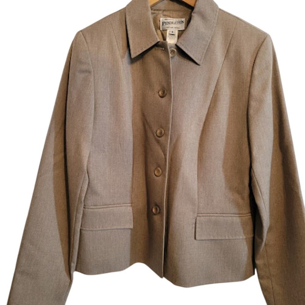 Pendleton- Virgin wool button up blazer- gray in color- size 8